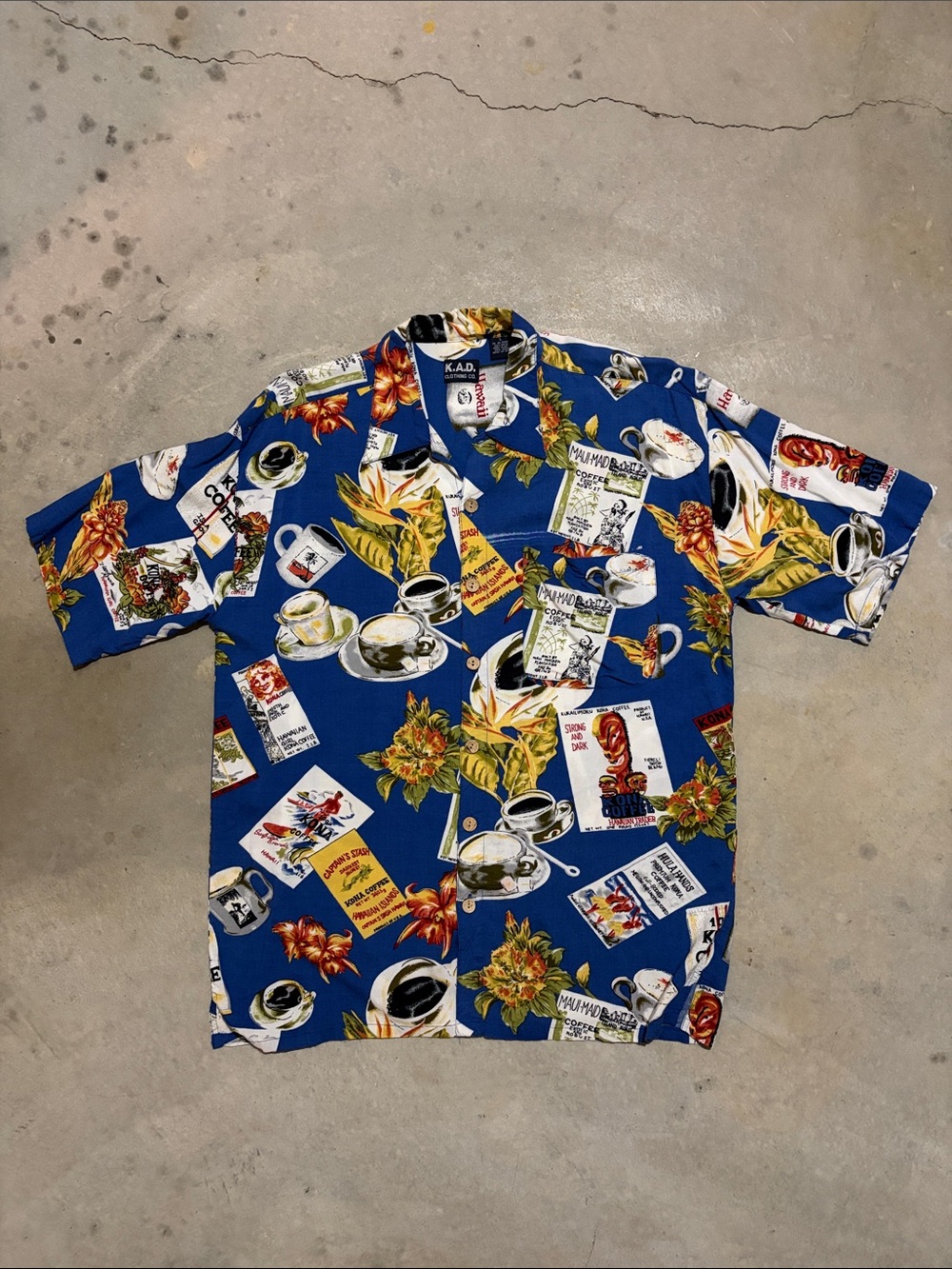 Vintage Kad Clothing Hawaiian Coffee Button Down Shirt